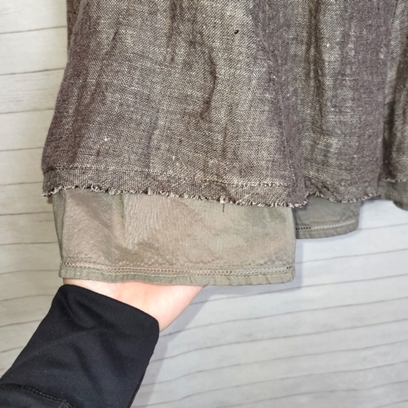 EILEEN FISHER 100% LINEN SEAMED SKIRT IN CLOVE, SZ MEDIUM - Picture 5 of 12